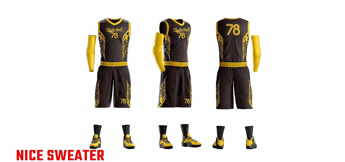 Full Black With Yellow Lining Basketball Jersey Full Sublimation